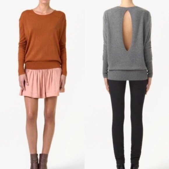 Aritzia Wilfred Cashmere Silk Knit Sweater Black Size XS Back‎ Cut Out Cocette - Picture 6 of 7